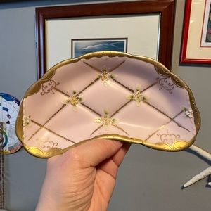 Stunning pink and gold vintage/antique bone dish
